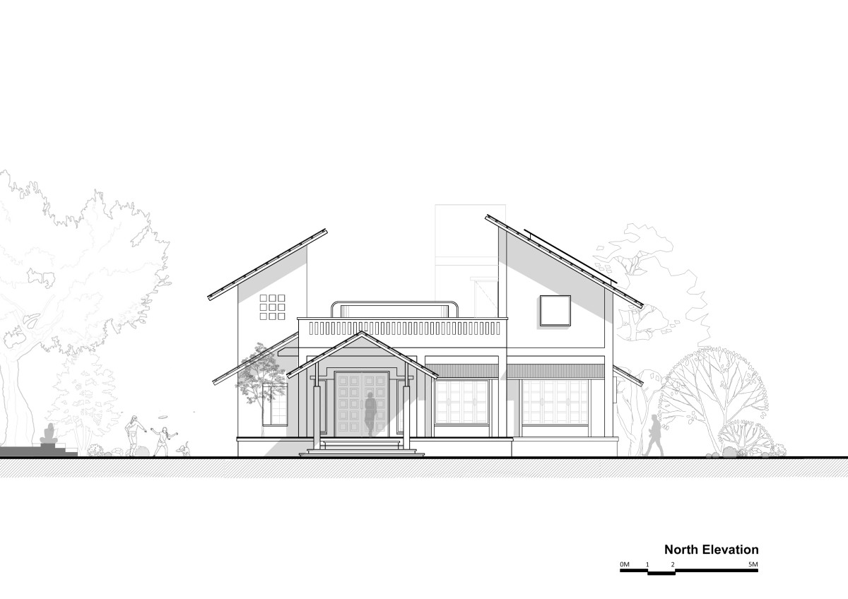 North Elevation of Suryangan - The Courtyard House by Suyash Mankame Design Studio