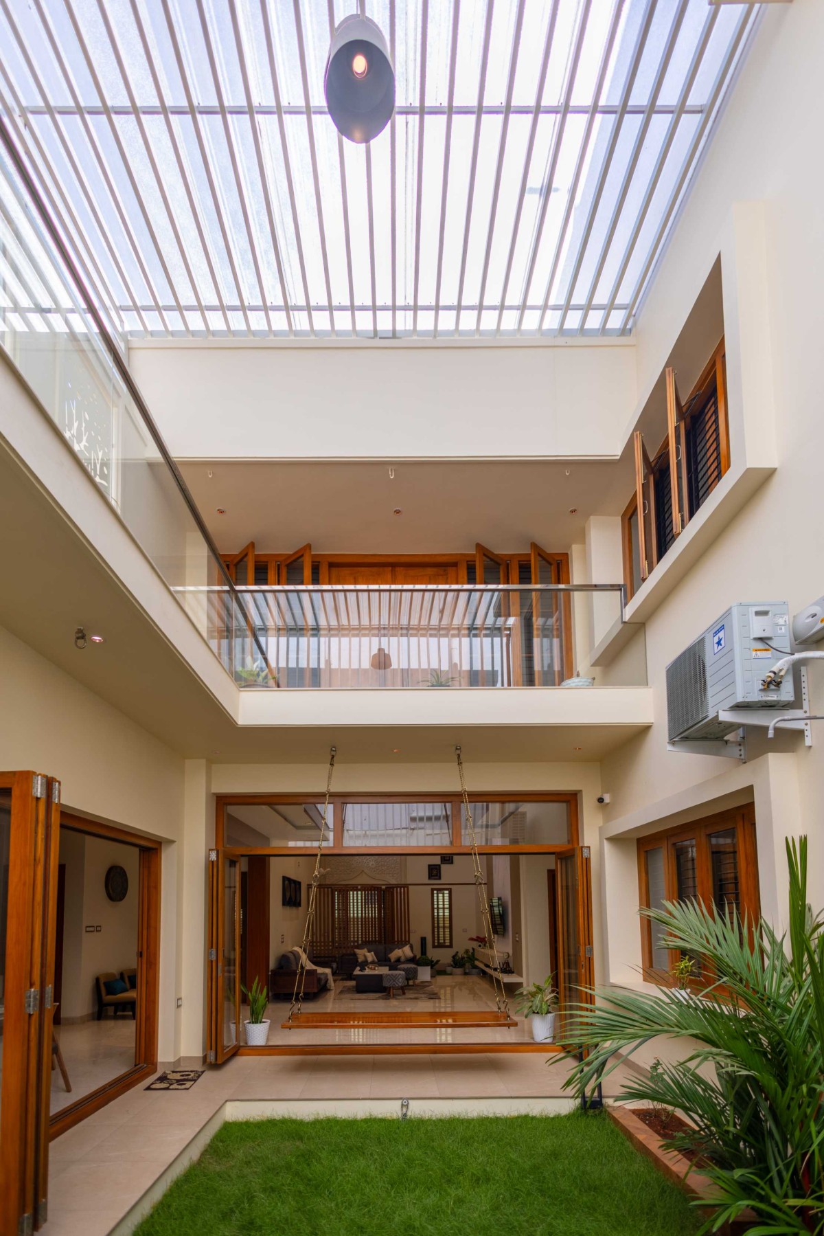 Courtyard and Skylight of Neha's Residence by Hestia DS LLP