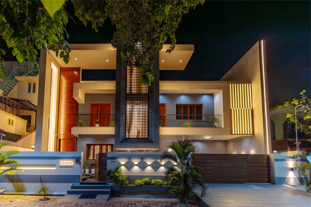 Dusk light exterior view of Neha's Residence by Hestia DS LLP