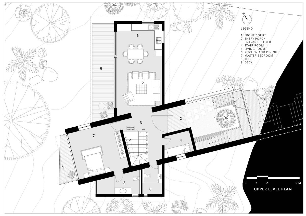 Upper Level Plan of Oblique House by Red Brick Studio