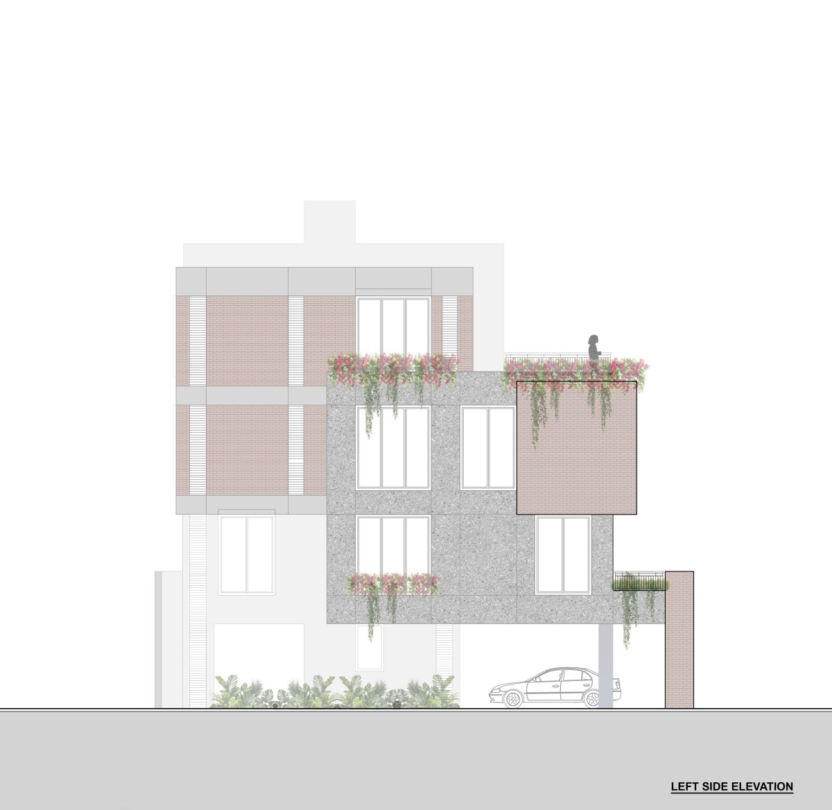 Left side elevation of Leelamrut by Design Team Architects