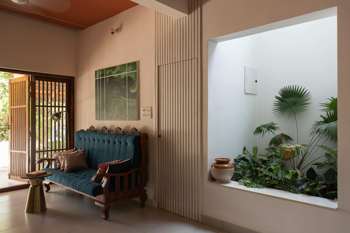 Living room of Kanjirakol House by Space Narratives