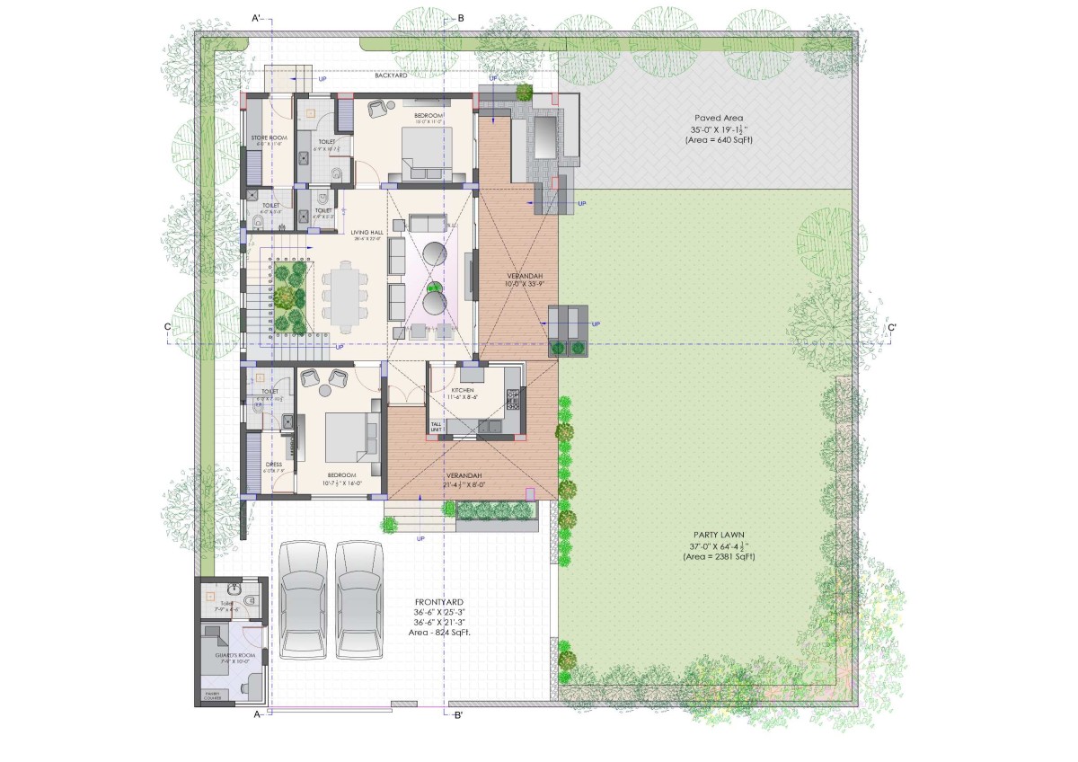 Ground Floor Plan of The Lightwell Farmhouse by Studio Symposium