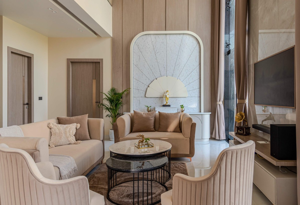 Double Height Living Room of The Lightwell Farmhouse by Studio Symposium