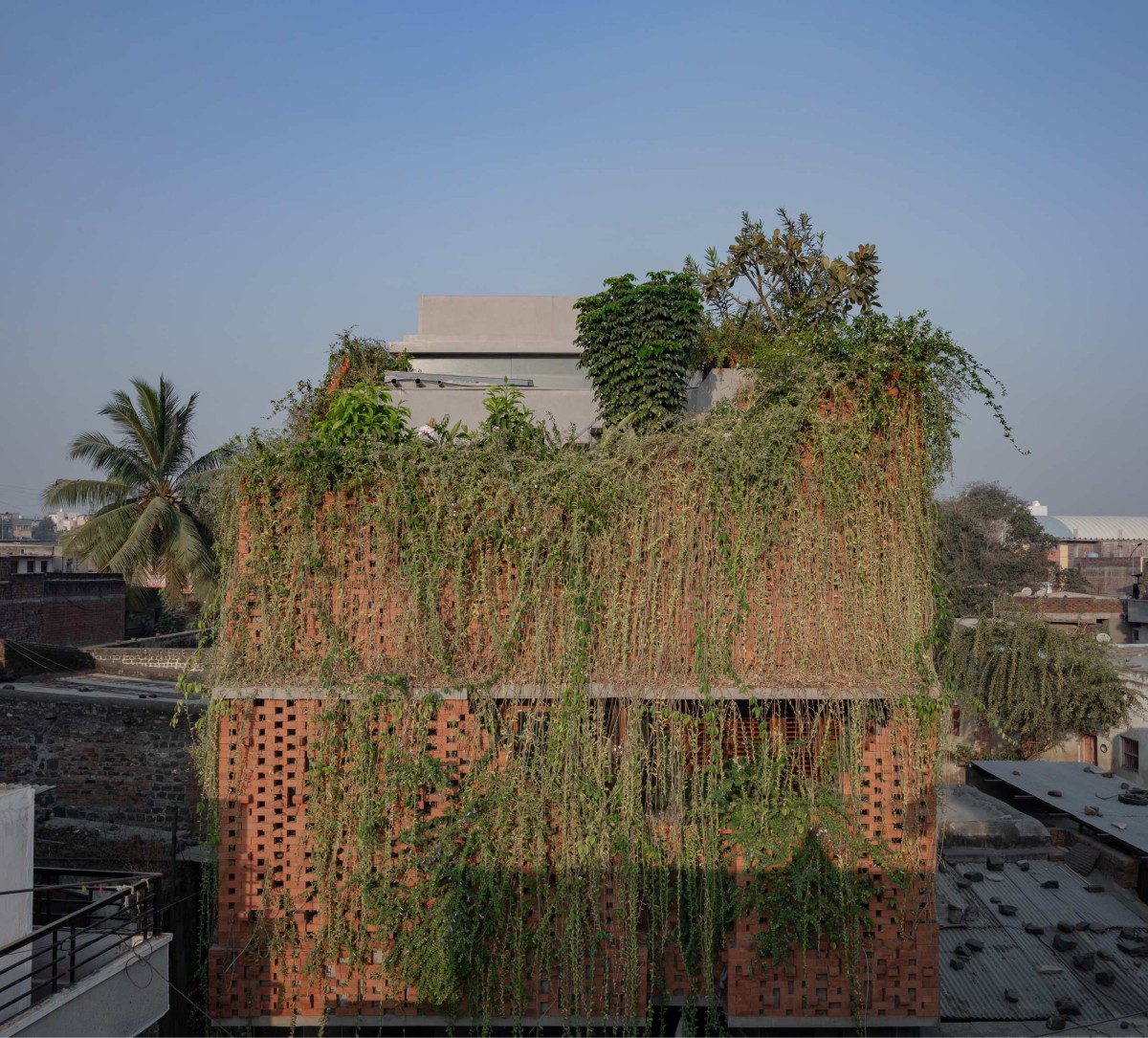Aerial view of A Dialogue with the Past House by A Threshold