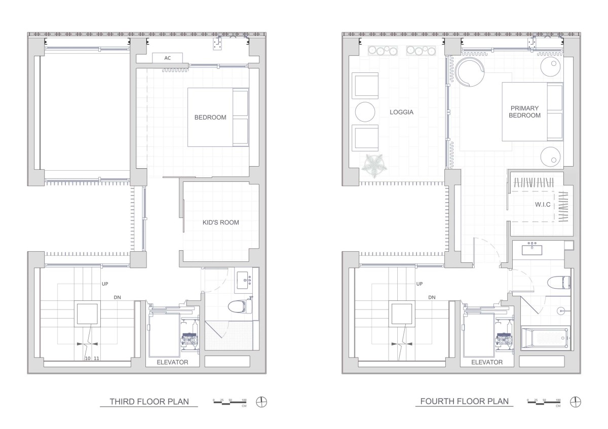 Third & Fourth Floor Plans of The Veil House by Paperfarm Inc