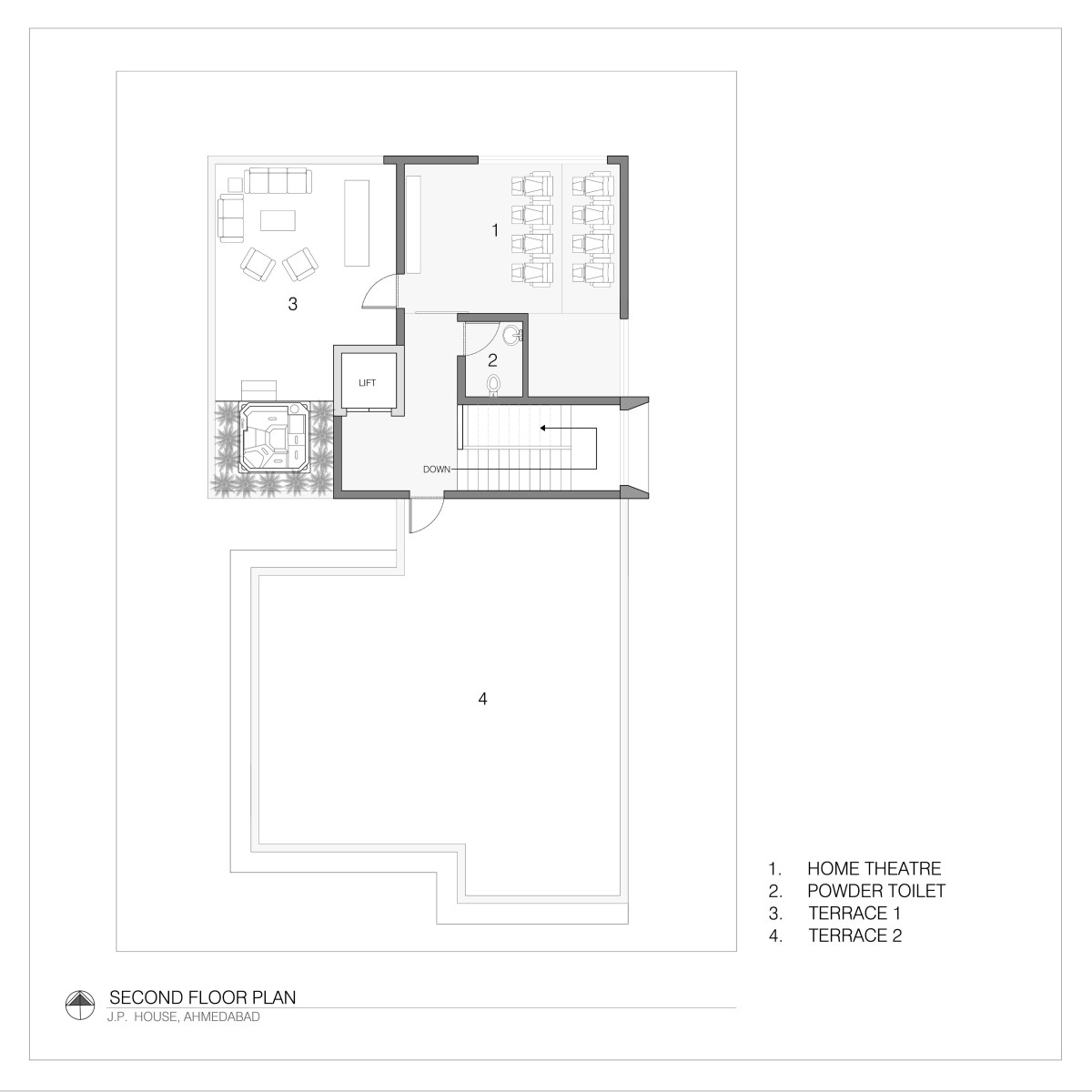 Second Floor Plan of J.P. House by Utsav Patel Architects