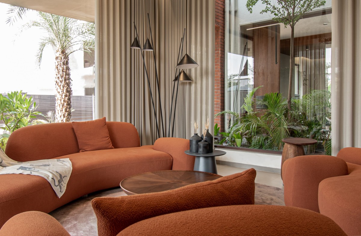 Family living of J.P. House by Utsav Patel Architects