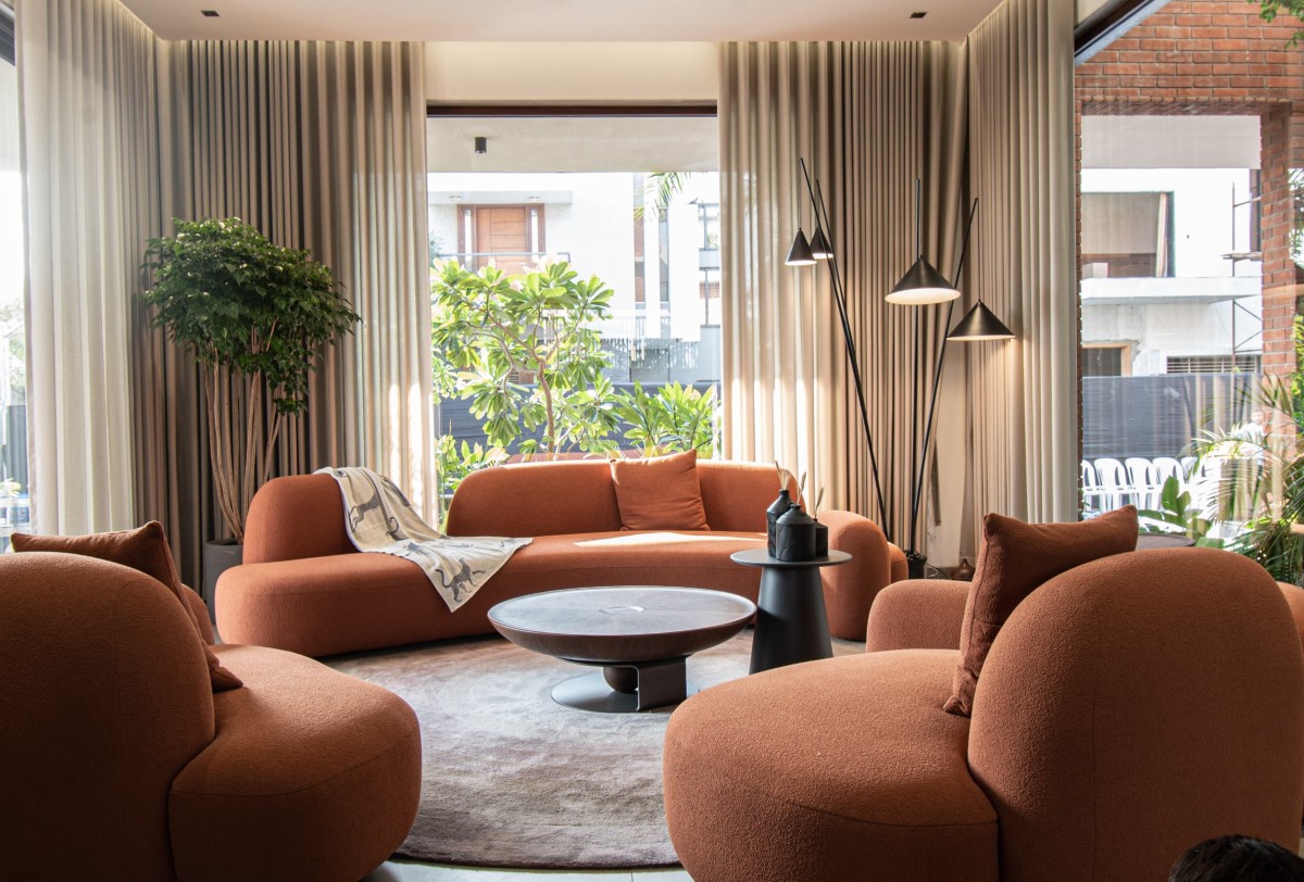 Family living of J.P. House by Utsav Patel Architects