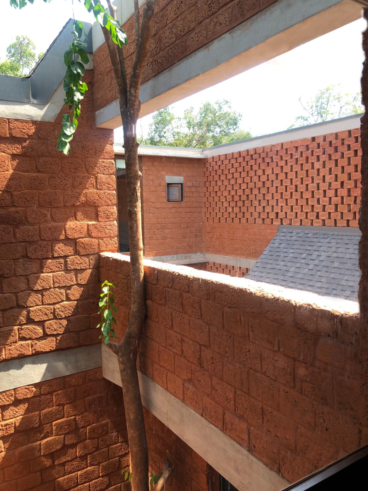 Layered Courtayrd View of House of Multiple Courts by Sameep Padora & Associates