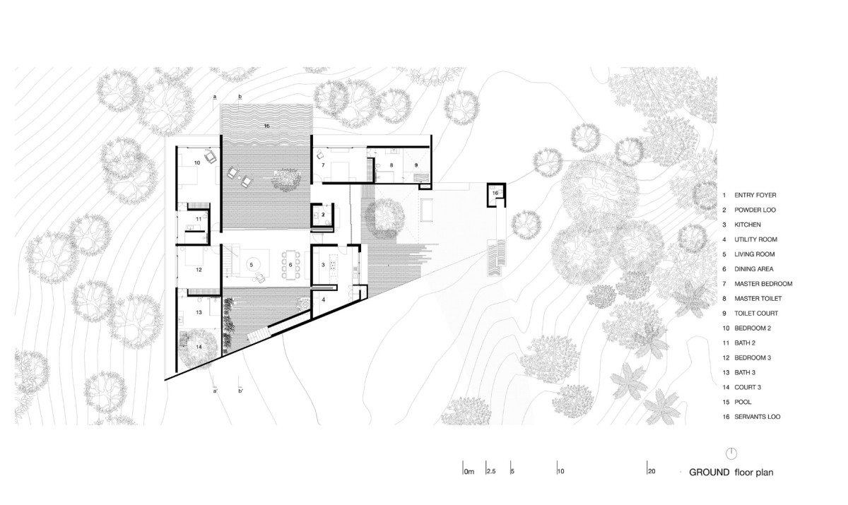 Ground Floor Plan of The House Cast in Liquid Stone by SPASM Design Architects