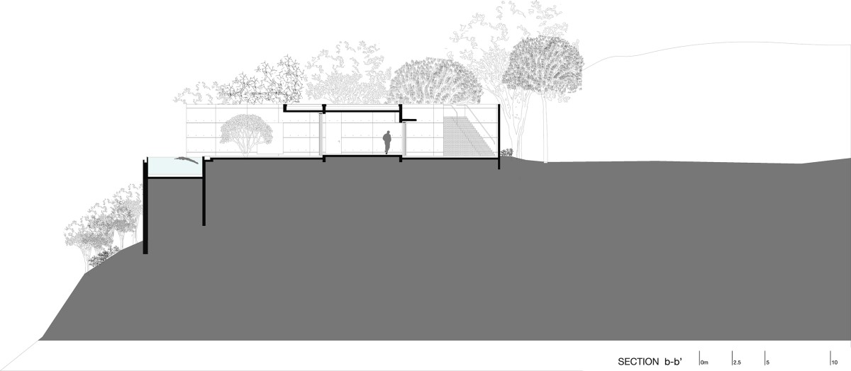 Section BB of The House Cast in Liquid Stone by SPASM Design Architects